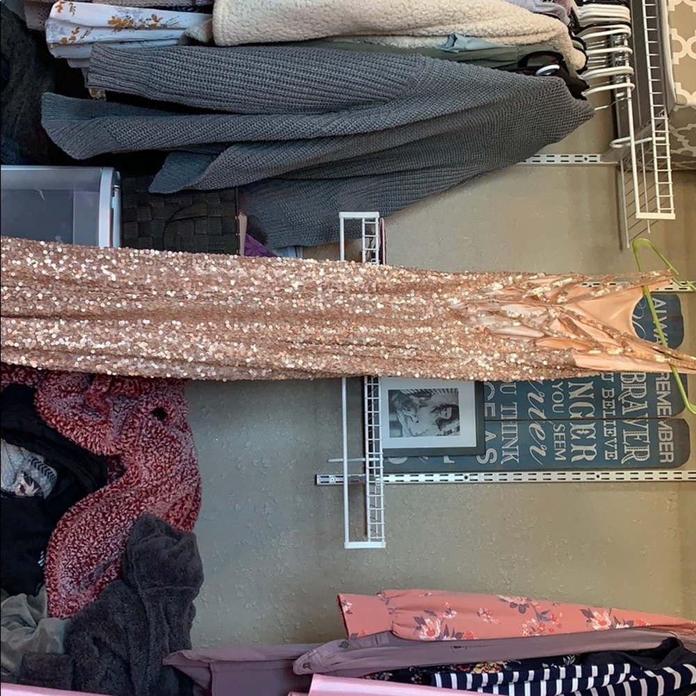 Pink sequin prom dress